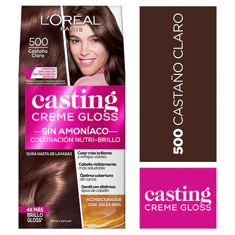 Tintura de Cabello Casting Creme Gloss - LOREAL CASTAÑO CLARO 500 (45 G)