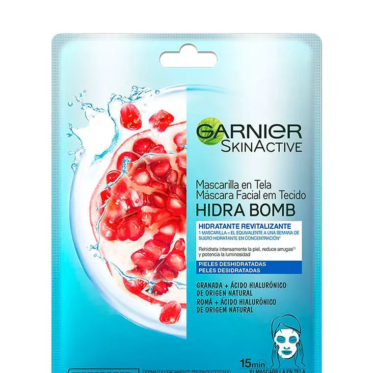 Mascarilla en Tela Hidra Bomb - GARNIER GRANADA + ÁCIDO HIALURÓNICO 1