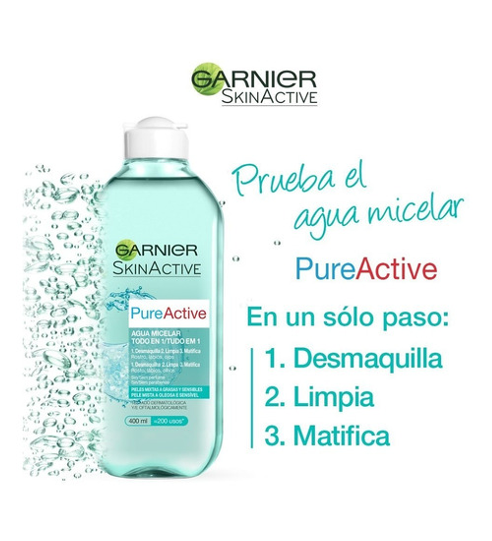 Agua Micelar Pure Active Skin Care 400 ml - GARNIER