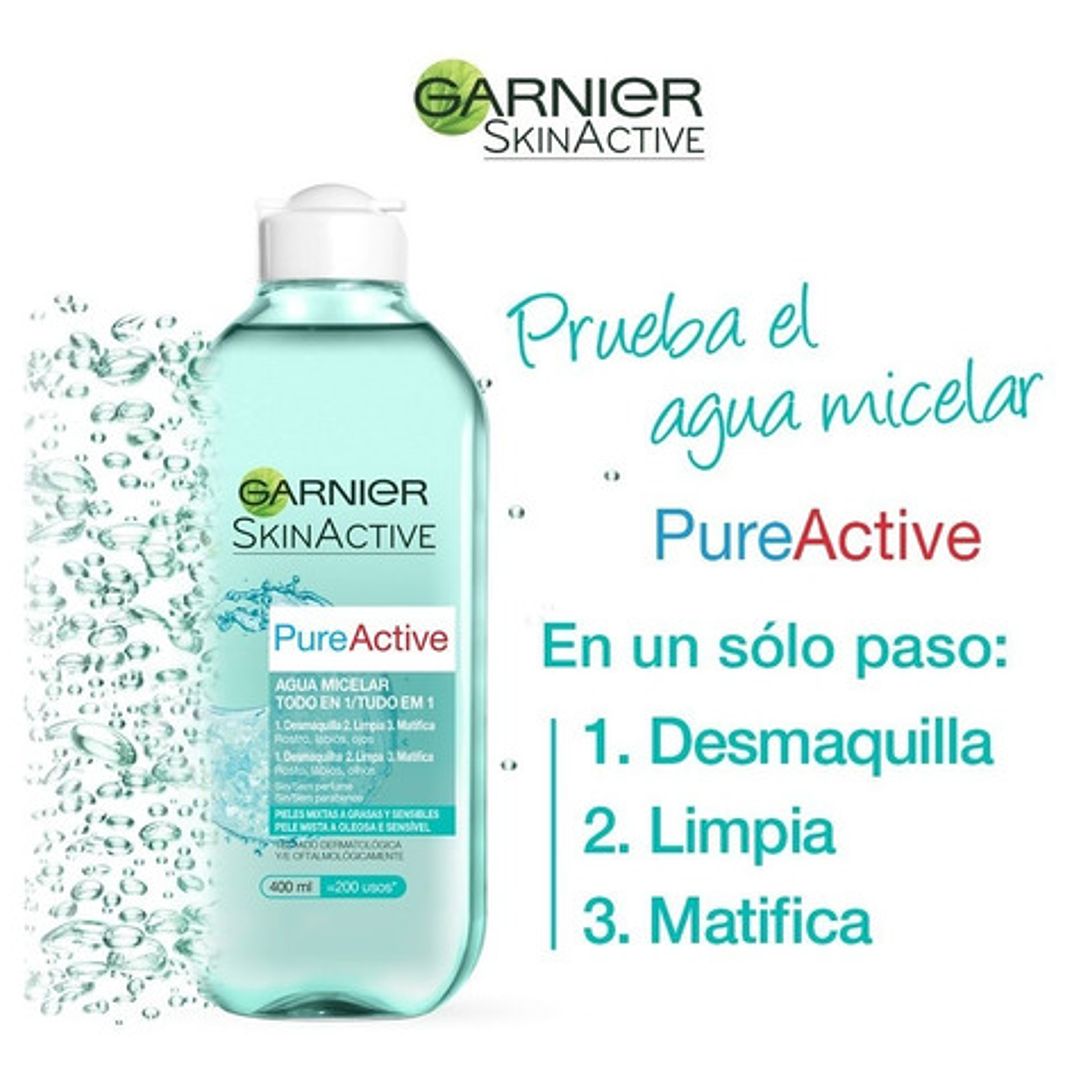 Agua Micelar Pure Active Skin Care 400 ml - GARNIER 4