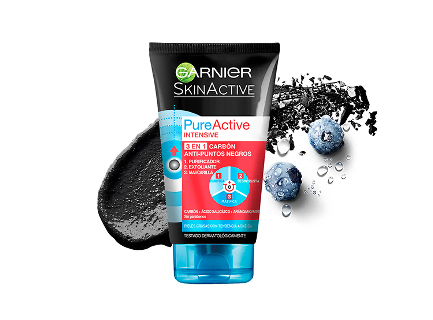 Mascarilla Skin Active anti-puntos negros Carbón + Ácido Salicílico Pieles Grasas 150 ml - GARNIER 1