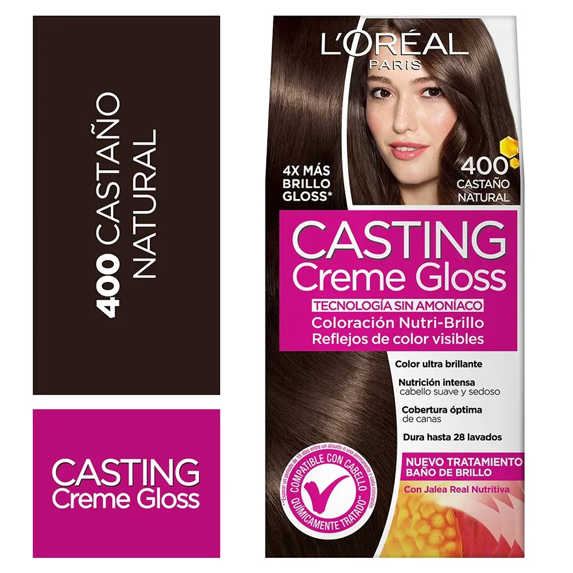 Tintura de Cabello Casting Creme Gloss - LOREAL CASTAÑO NATURAL 400 (45 G) 1