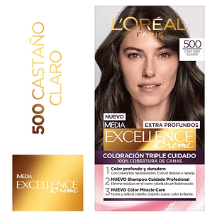 Tintura de Cabello Excellence Creme - LOREAL CASTAÑO CLARO 500 (45 G)