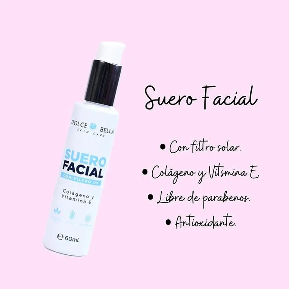 Suero Facial con Filtro UV y Vitamina E 60ml Serum - DOLCE BELLA 2