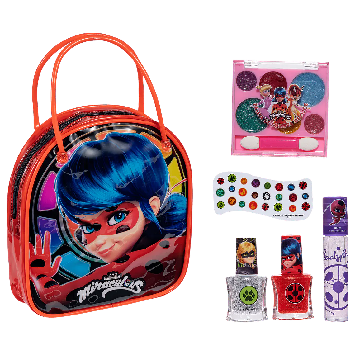 Cartera de Maquillaje Ladybug - 2 Esmaltes +1 Bálsamo Labial + Paleta de Sombras 1