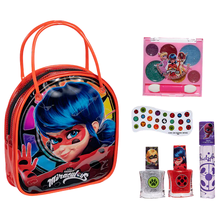 Cartera de Maquillaje Ladybug - 2 Esmaltes +1 Bálsamo Labial + Paleta de Sombras 1