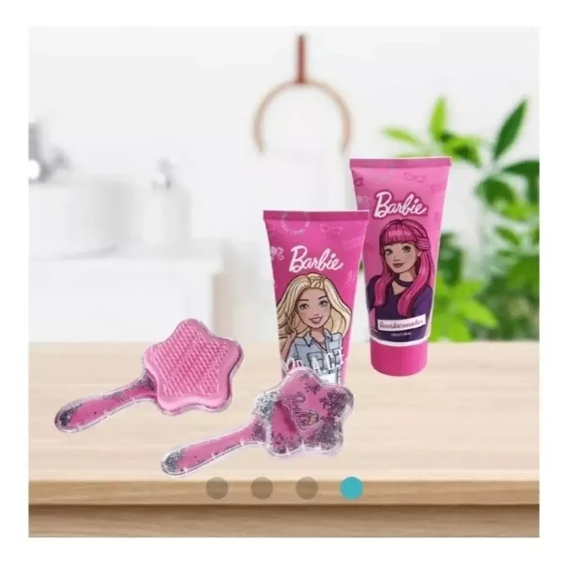 Set De Baño Barbie Shampoo + Acondicionador + Cepillo  3