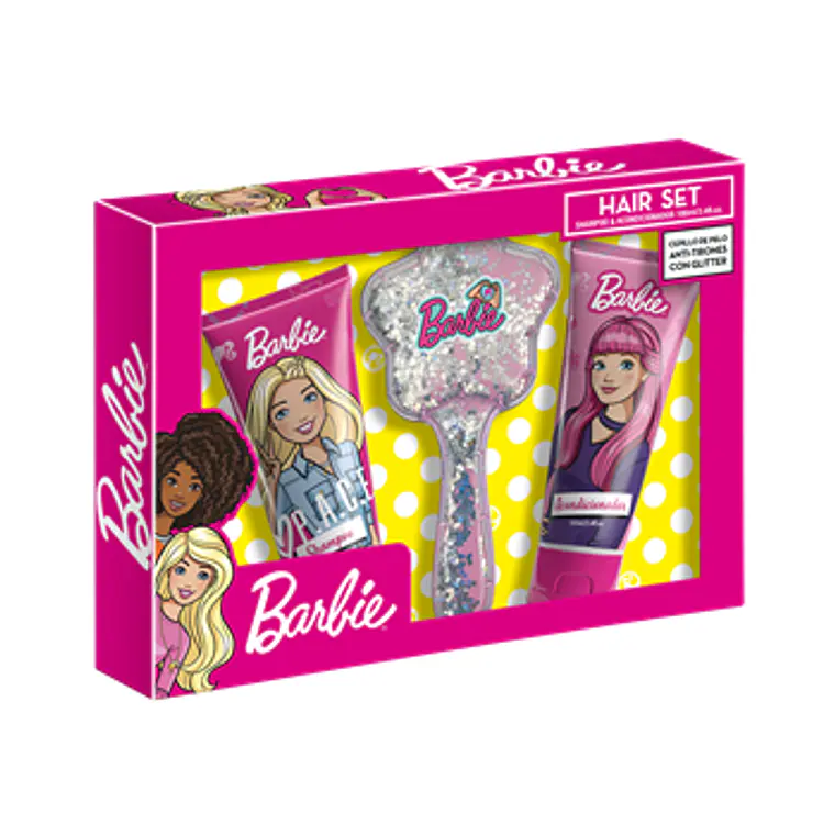 Set De Baño Barbie Shampoo + Acondicionador + Cepillo  2