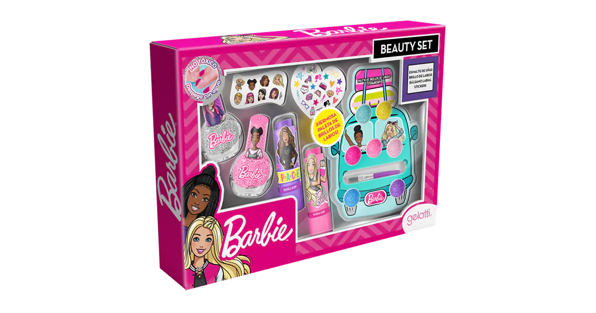 Paleta De Maquillaje Barbie Con 12 Sombras, Colorete, 2 Brillos, Brochas Y Espejo, Maquillaje Infantil De Alta Pigmentación