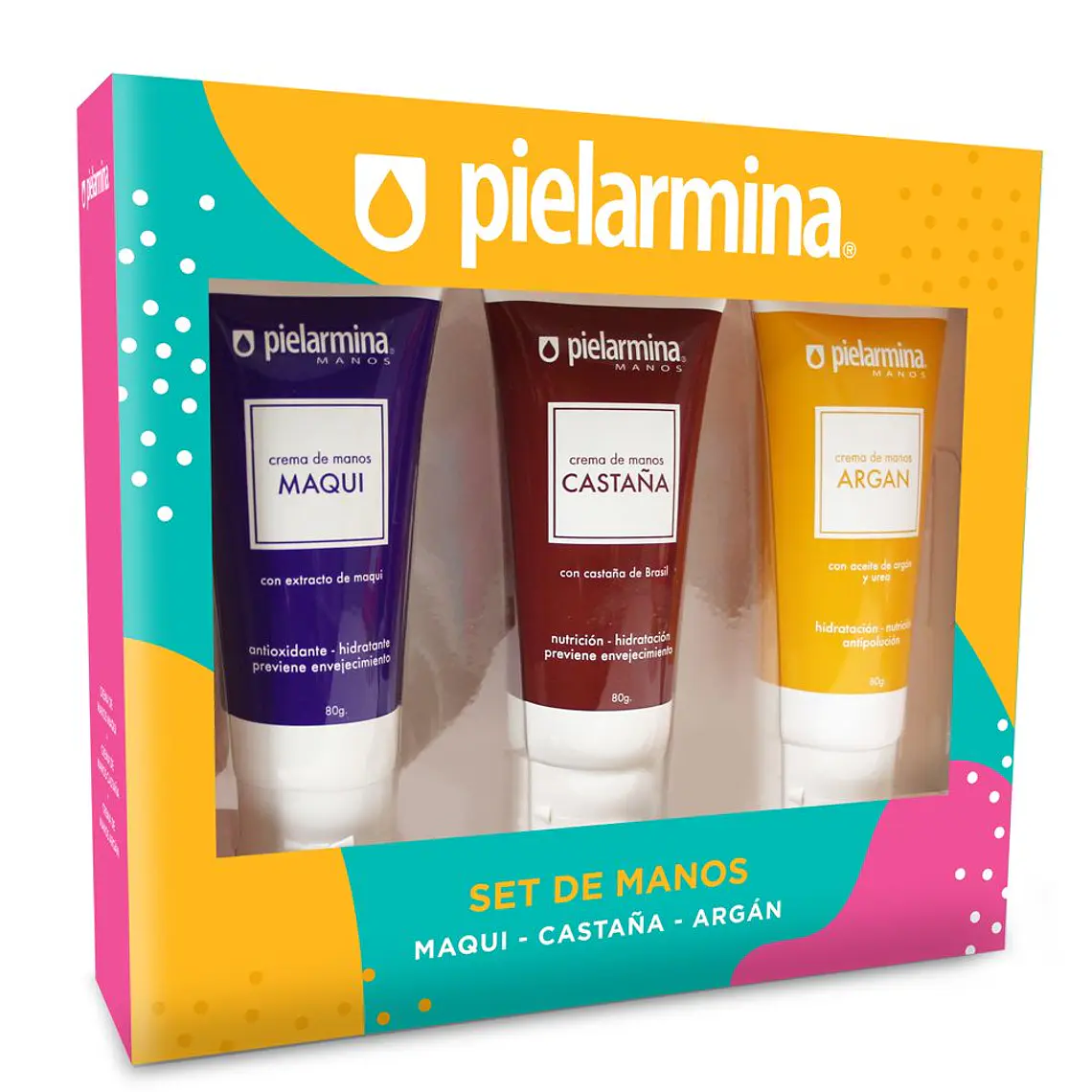 Estuche Cremas Manos Maqui 80 grs + Castaña 80 grs+ Argan 80 grs 1