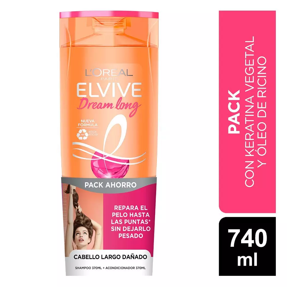 pack Shampoo + Acondicionador Dream Long Liss 740 ML LOREA