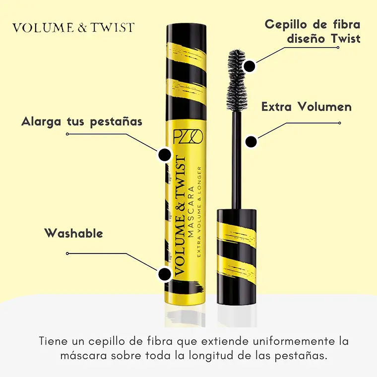 Máscara de Pestañas Volume & Twist Washable - PETRIZZIO 3