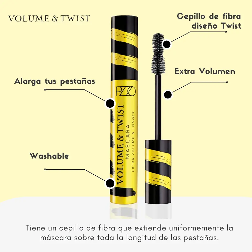 Máscara de Pestañas Volume & Twist Washable - PETRIZZIO 3