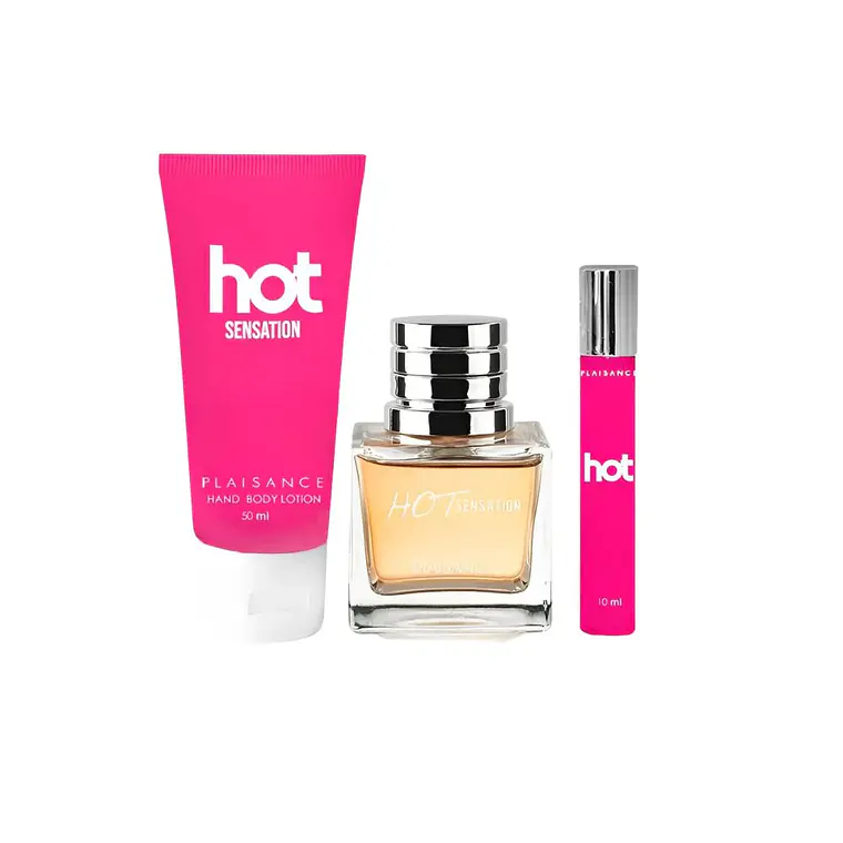 Set Perfume Hot Sensation EDP 50 ml + 10 ml + Body Lotion PLAISANCE 1