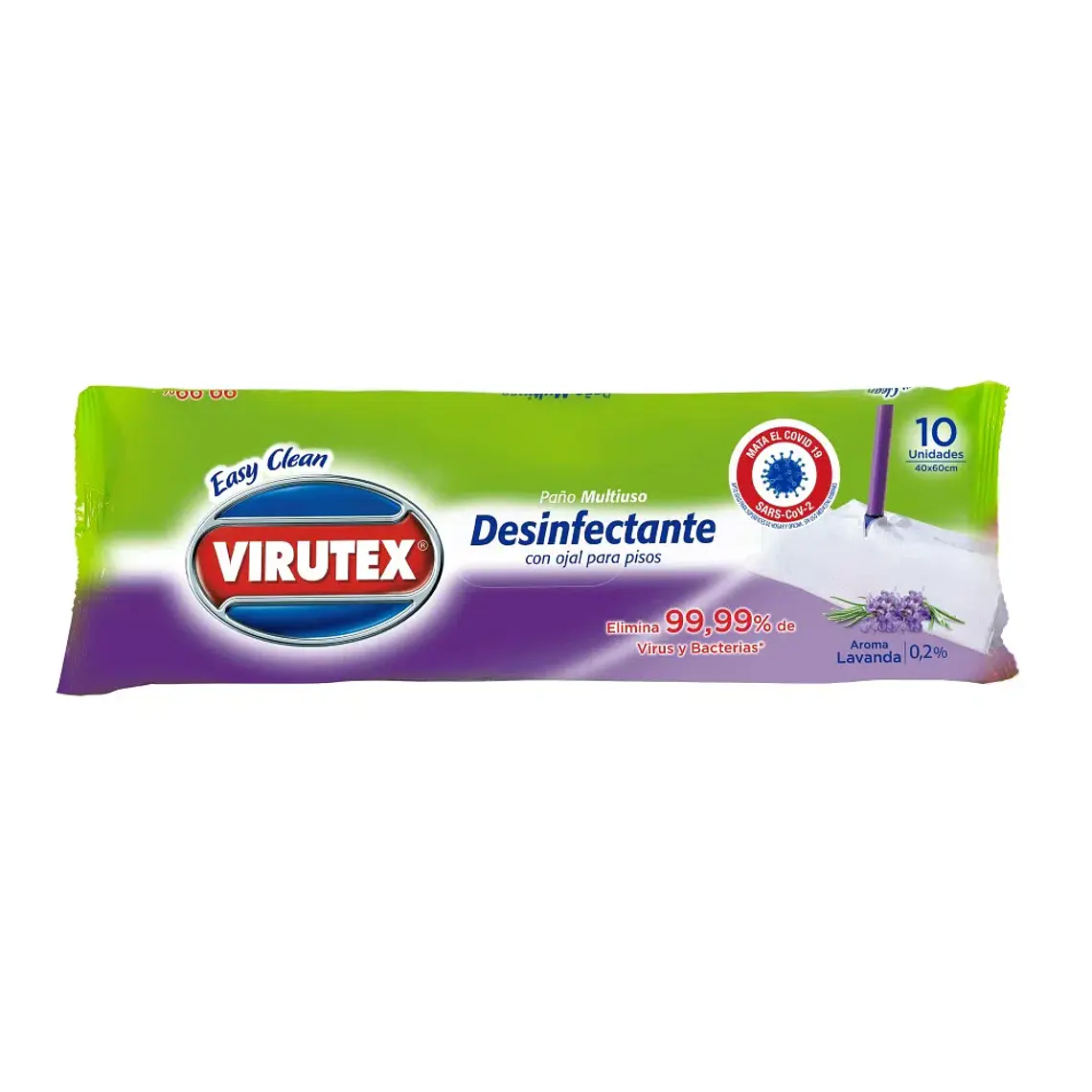 Paño multiuso desinfectante con ojal lavanda 10 un - VIRUTEX 1