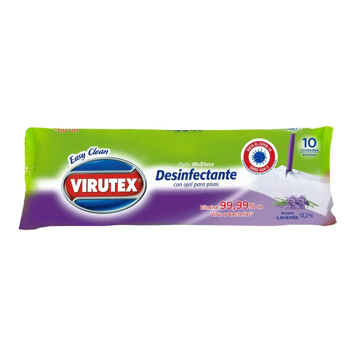 Paño multiuso desinfectante con ojal lavanda 10 un - VIRUTEX 1