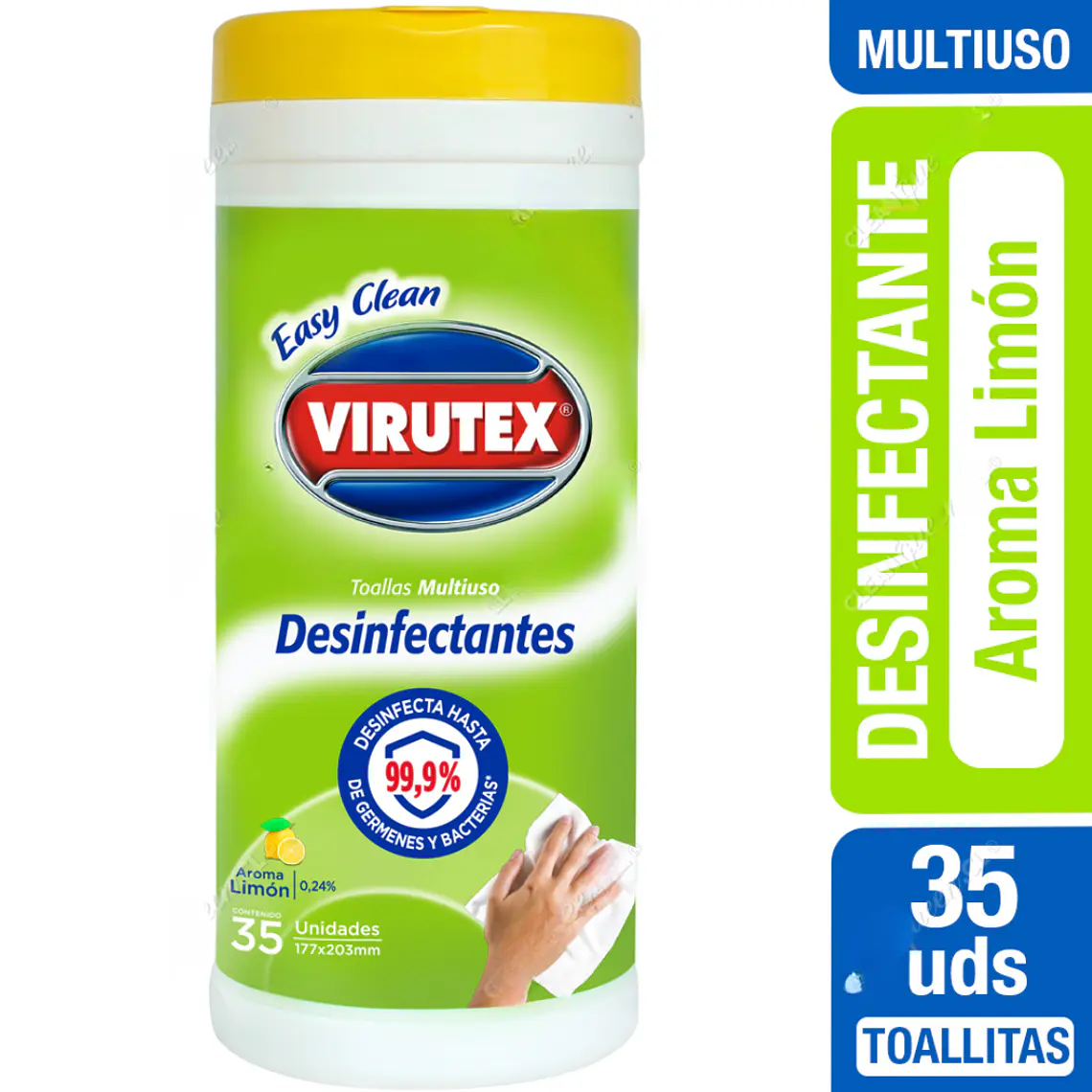 Toallitas Desinfectantes Multiuso Aroma Limón 35 Unid - VIRUTEX 1