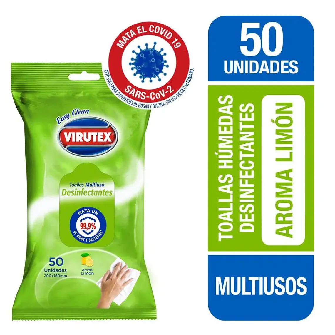 Paños Desinfectantes Aroma Limón 50 Uni - VIRUTEX 1