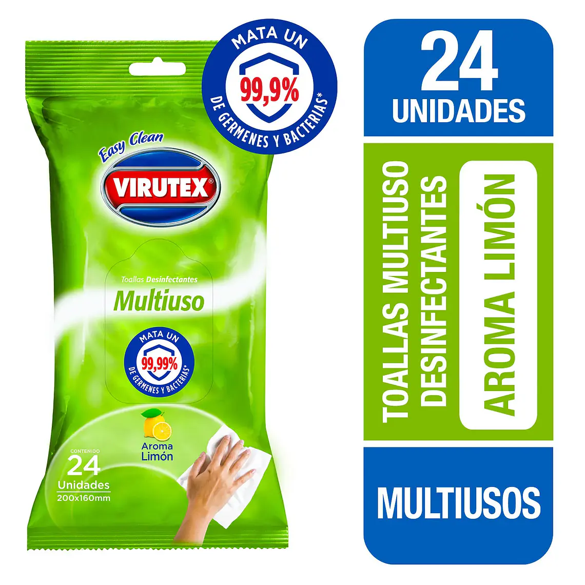 Toallas Desinfectante Limón 24 uni - VIRUTEX 1