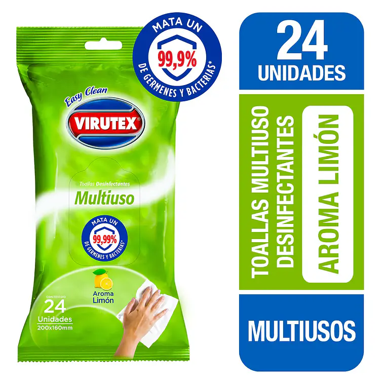 Toallas Desinfectante Limón 24 uni - VIRUTEX 1
