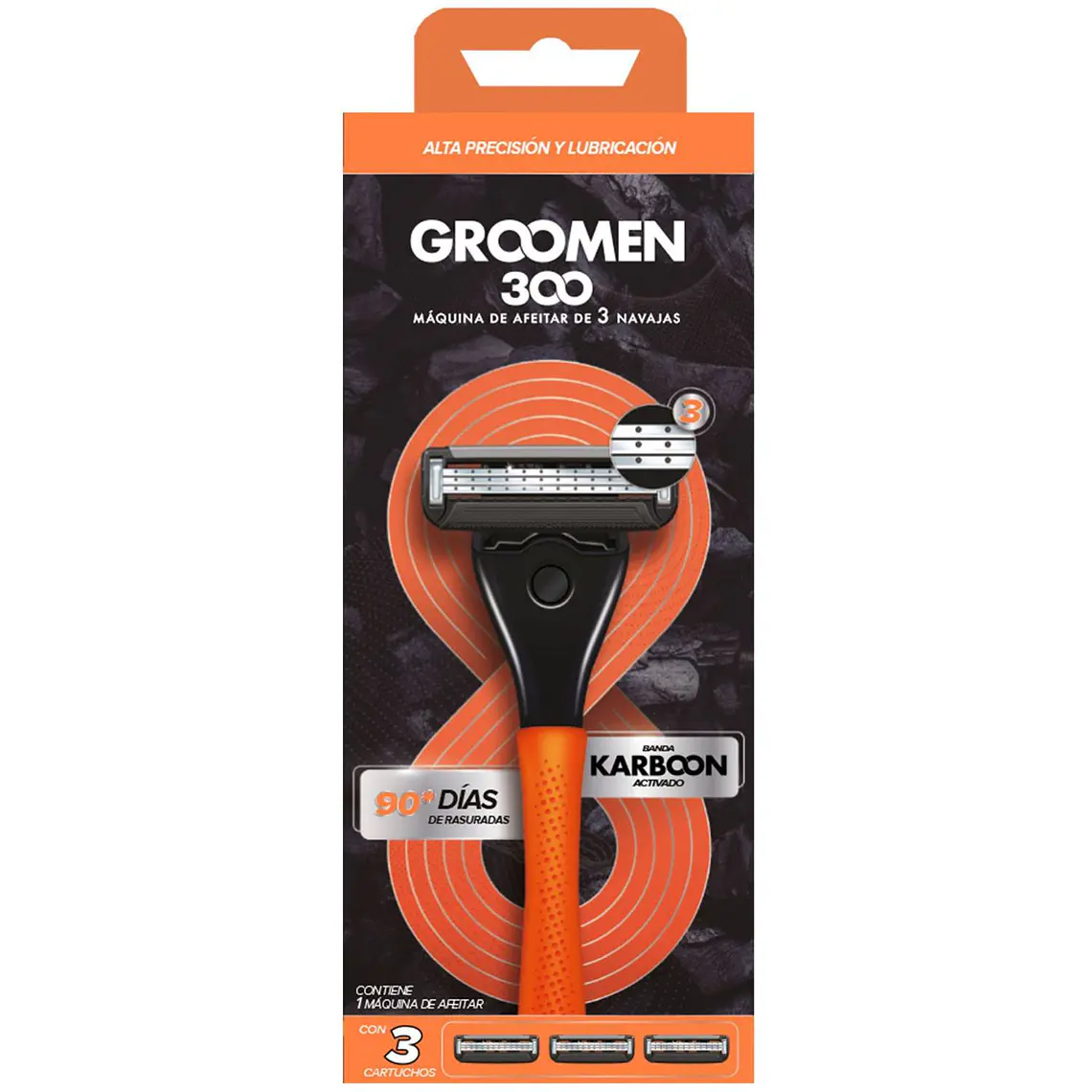 Máquina De Afeitar 300 3 Cartuchos De 3 Navajas + 1 Mango - GROOMEN 2