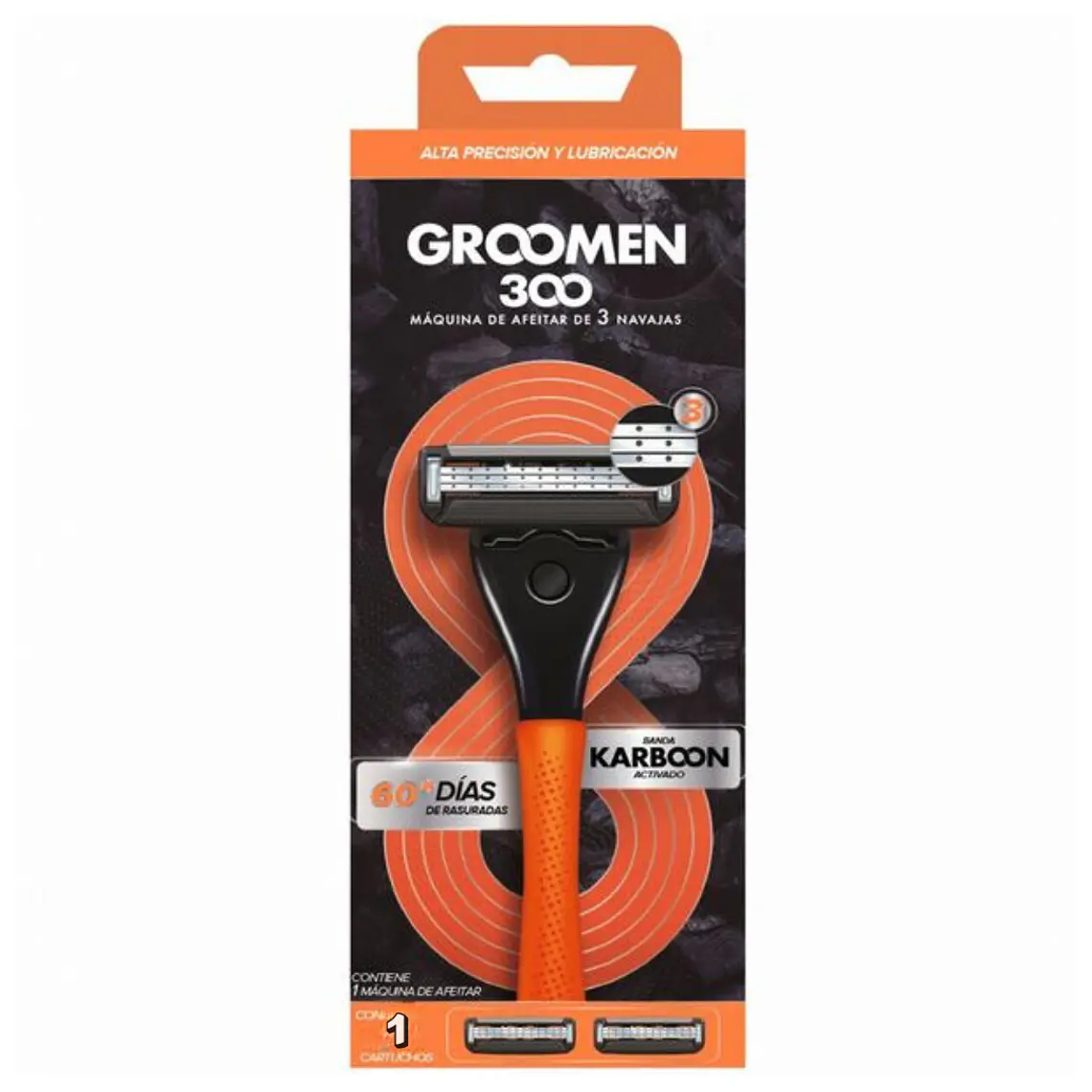 Máquina De Afeitar 300 1 Cartuchos De 3 Navajas + 1 Mango - GROOMEN 1