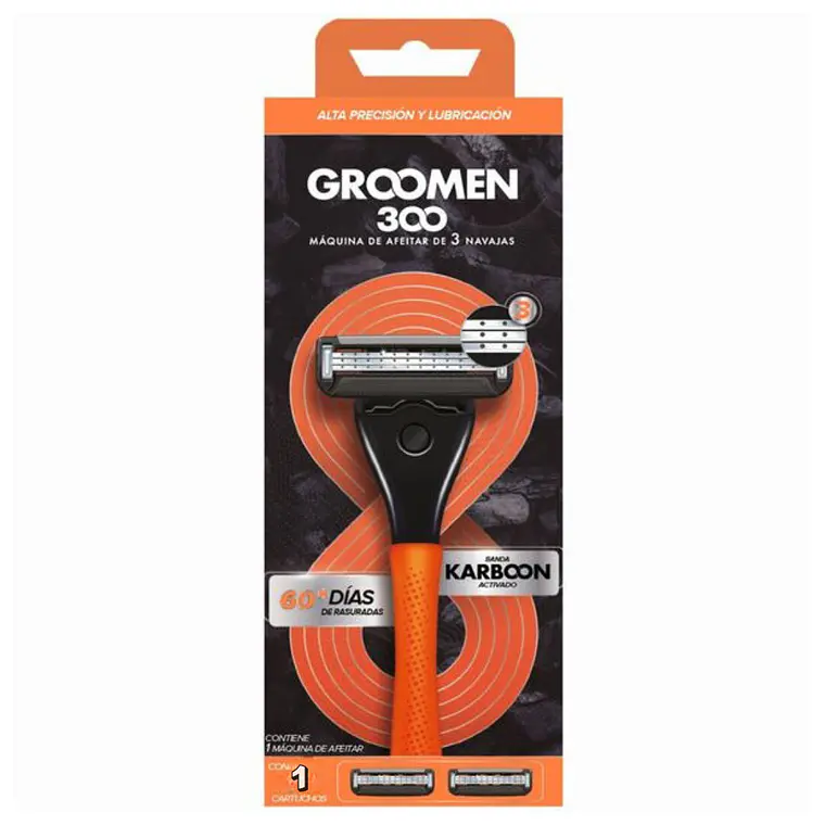 Máquina De Afeitar 300 1 Cartuchos De 3 Navajas + 1 Mango - GROOMEN 1