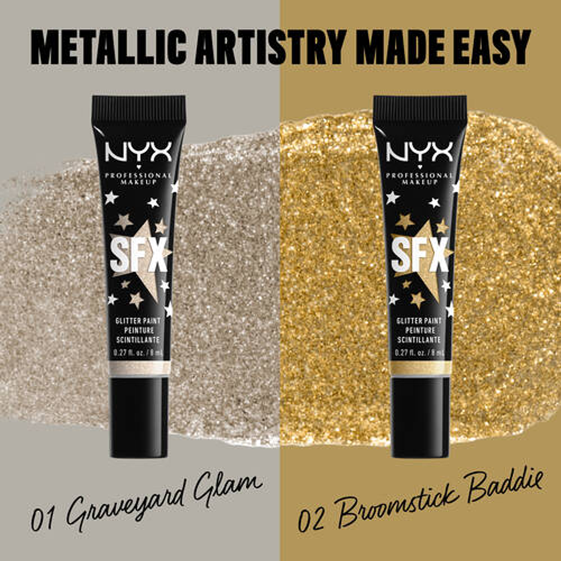  Sombra Glitter Iluminador SFX paints Broomstick Baddie - NYX 3