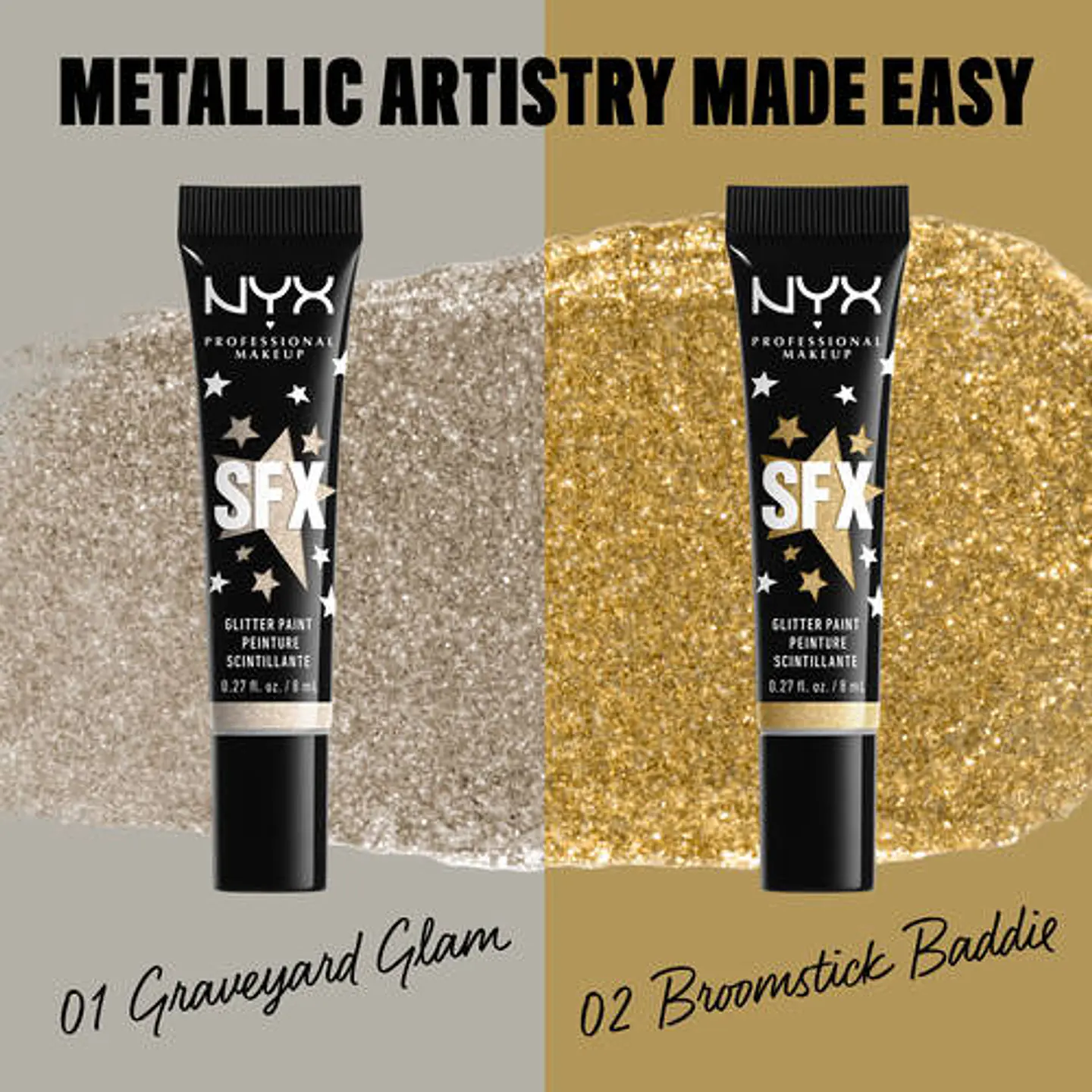  Sombra Glitter Iluminador SFX paints Broomstick Baddie - NYX 3