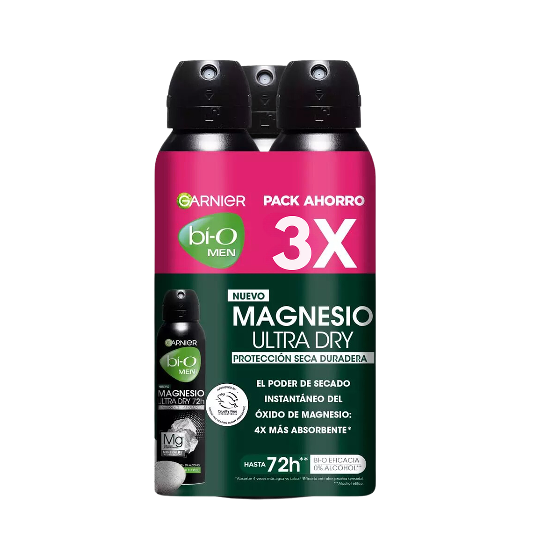 Desodorante o antitraspirante hombre bí-O Magnesio Spray x 3- GARNIER 1