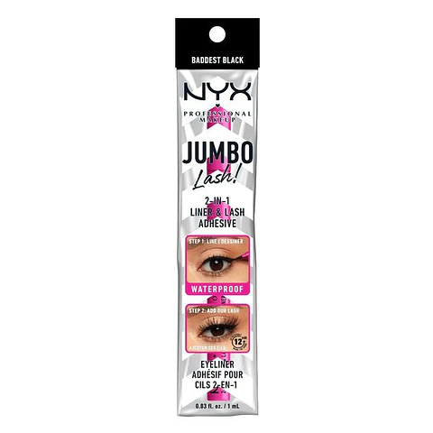 Delineador De Ojos Adhesivo Para Pestañas 2 En 1 24 Hrs A Prueba De Agua Black - NYX