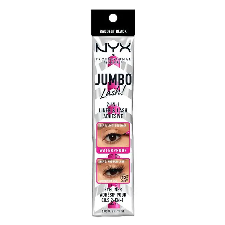 Delineador De Ojos Adhesivo Para Pestañas 2 En 1 24 Hrs A Prueba De Agua Black - NYX 1