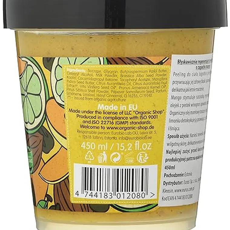 Organic Shop Corporales Mango Azúcar Sorbete Exfoliante Corporal 450 ml 3