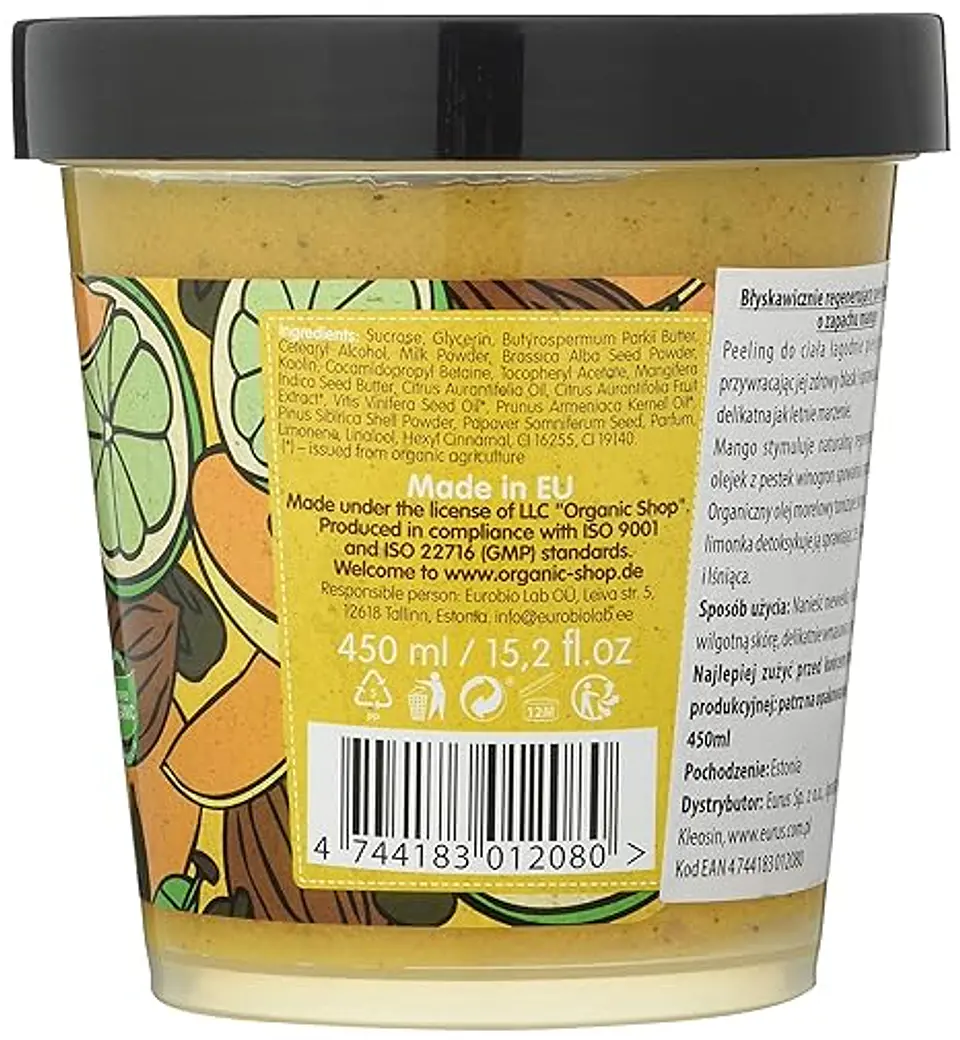 Organic Shop Corporales Mango Azúcar Sorbete Exfoliante Corporal 450 ml 3