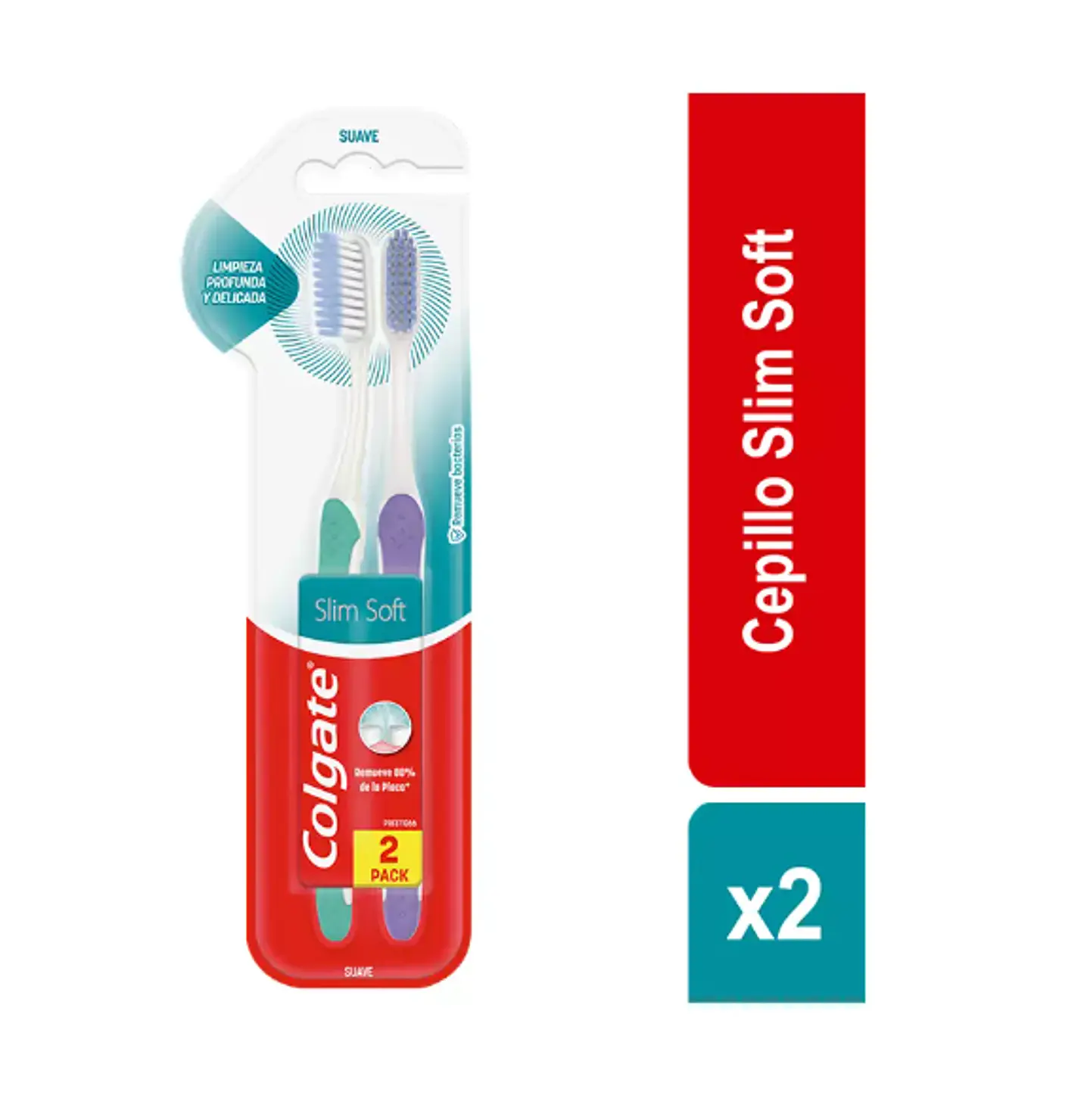 Cepillo De Dientes Slim Soft Suave 2 Unidades 1