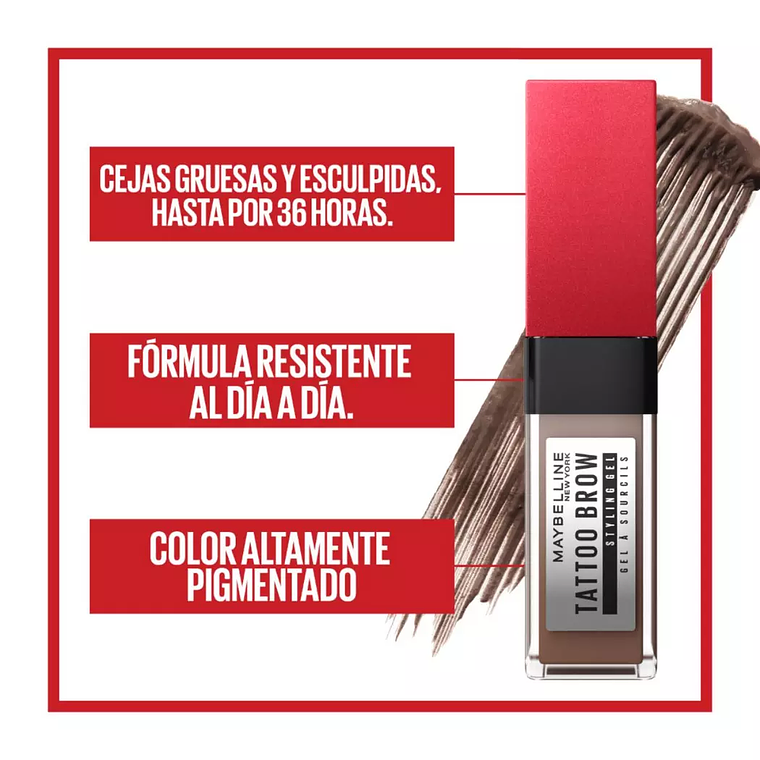 Gel de Cejas Tattoo Brow 3D Gel Grey Brown X 5G - MAYBELLINE 3
