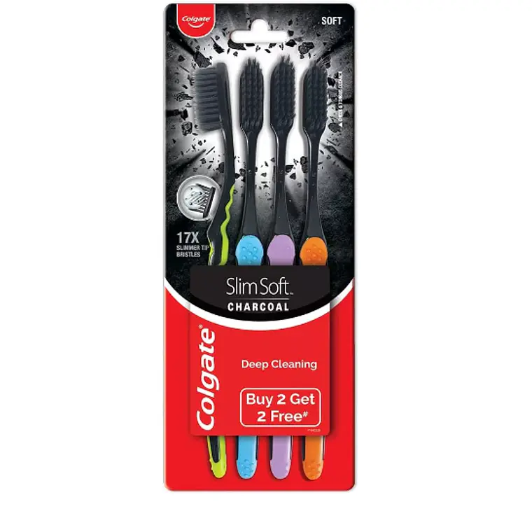 Cepillo De Dientes Slim Soft Charcoal 4 Unidades 1