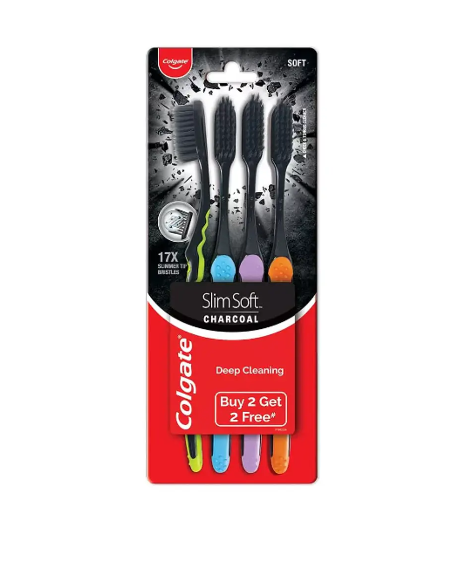 Cepillo De Dientes Slim Soft Charcoal 4 Unidades 1