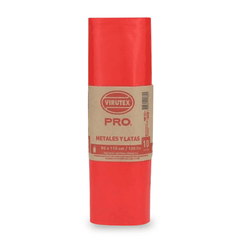 Bolsa Basura Rollo 80 X 110 10uni Rojo (Metales y Latas) - VIRUTEX