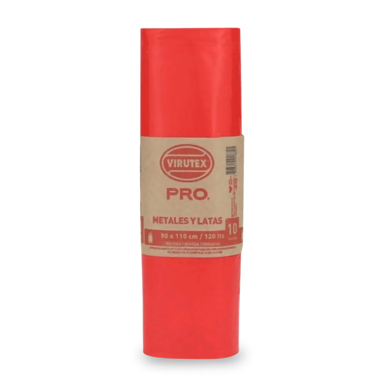 Bolsa Basura Rollo 80 X 110 10uni Rojo (Metales y Latas) - VIRUTEX 1