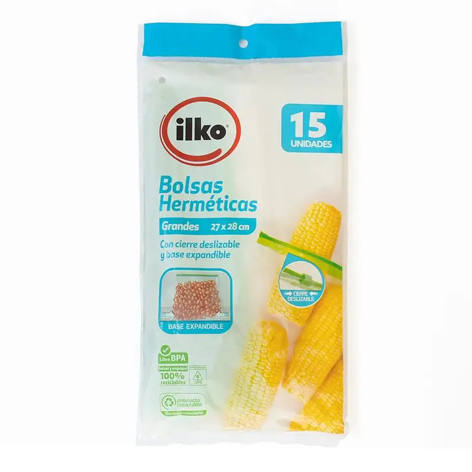 Bolsas Herméticas Grandes c/ Base Slider 15UN 27X28CM - VIRUTEX 1