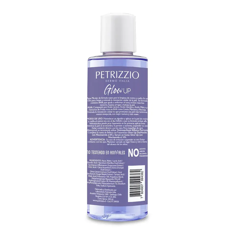 Agua Micelar AHA Glow Up 200 ml - PETRIZZIO 2