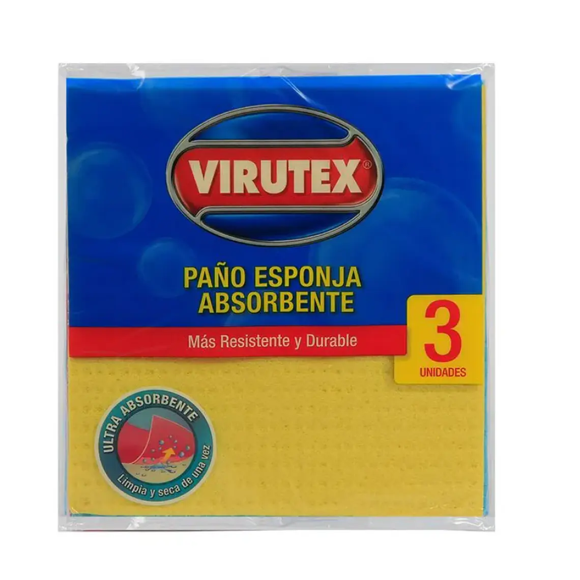 Paño Esponja x3 Un  18x17 cm Ultra Absorvente Virutex 1