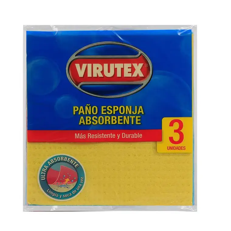 Paño Esponja x3 Un  18x17 cm Ultra Absorvente Virutex 1