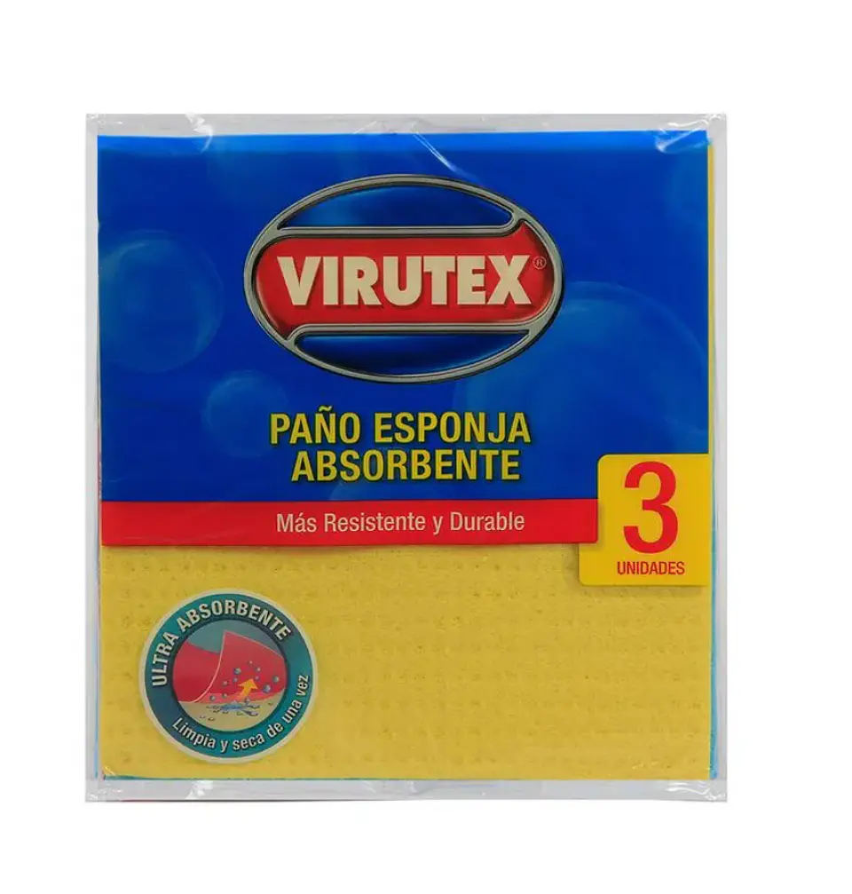 Paño Esponja x3 Un  18x17 cm Ultra Absorvente Virutex 1