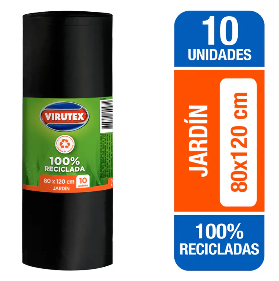 Bolsa Basura Bio Rollo 80 X 120 Cm Un 10 Clasica VIRUTEX 1