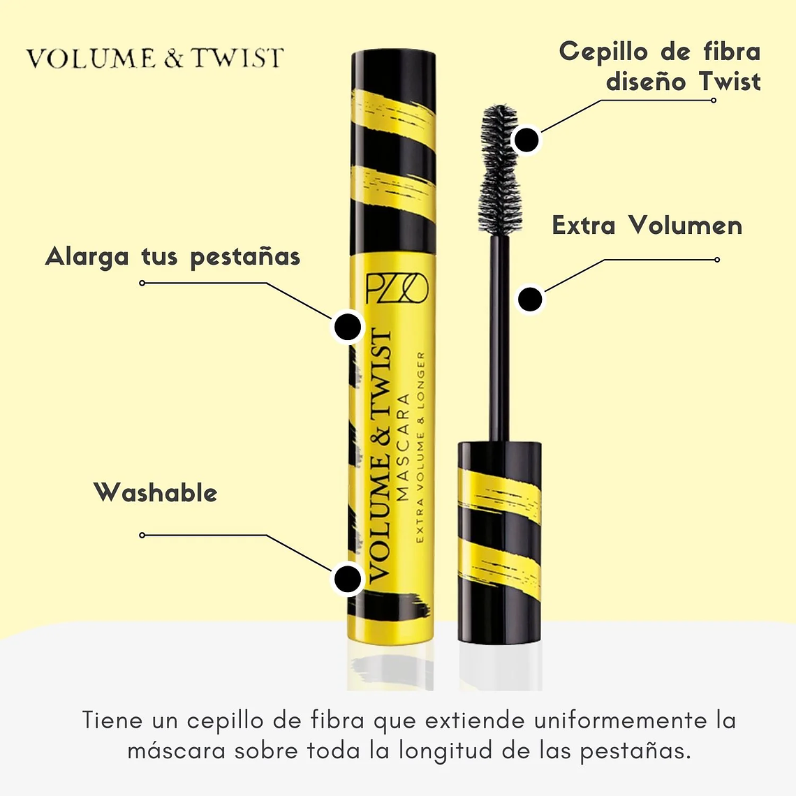 Mascara de Pestañas Volume & Twist Washable - PETRIZZIO 2