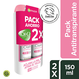 Pack 2X Antitranspirante Bí-o Wmn Spray - GARNIER CLARIFY PERLA NACAR 150 ML GARNIER