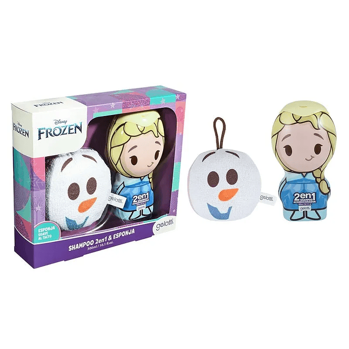 Set de Baño Frozen - Shampoo 2 en 1 ELSA + Esponja de baño OLAF GELATTI 1