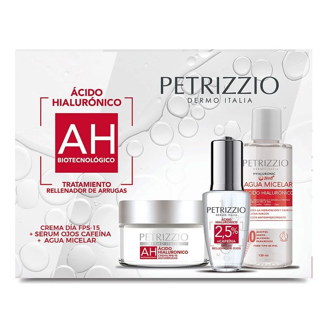 Tripack Ácido Hialurónico Crema + Serum + Agua Micelar - PETRIZZIO 1
